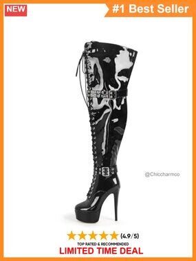 Platform Thigh High Stiletto Heel Lace Up Wide Calf Boots